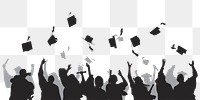 University graduates silhouette  png, transparent background