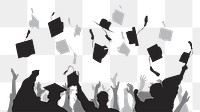 University graduates silhouette png, transparent background