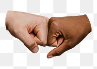 Diverse fist bump png transparent background