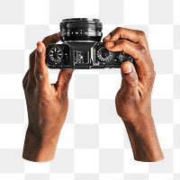 PNG man using an analog camera, collage element, transparent background