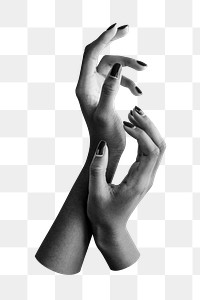 Black women's hands png cut out, transparent background