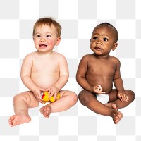 Png Diverse infants, transparent background