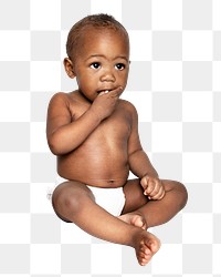 Png Baby in diaper sitting, transparent background