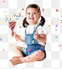 Png Girl with party popper, transparent background