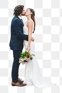 PNG Happy newly wed couple, collage element, transparent background