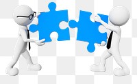 Teamwork puzzle png 3D illustration, transparent background