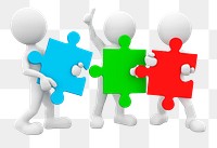 Teamwork puzzle png 3D illustration, transparent background