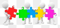 Teamwork puzzle png 3D illustration, transparent background