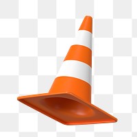 PNG 3D orange traffic cone, element illustration, transparent background