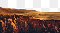 PNG Pancake rocks in golden hour border, transparent background