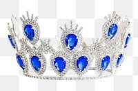 PNG blue diamond crown royal headwear accessory, collage element, transparent background