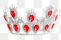 PNG ruby diamond crown royal headwear accessory, collage element, transparent background