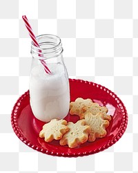 Milk png collage element on transparent background, Christmas theme