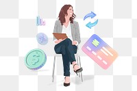 Business woman png collage remix, transparent background