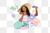 Woman shopping png collage remix, transparent background