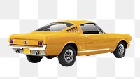 Retro sedan yellow car png, transparent background