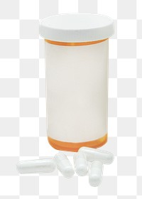 Pill bottle png, isolated object, transparent background