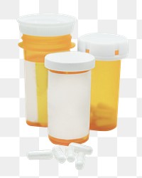 Pill bottle png, isolated object, transparent background