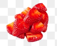 Sliced strawberries png, transparent background