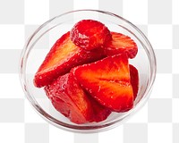 Strawberries bowl png, transparent background