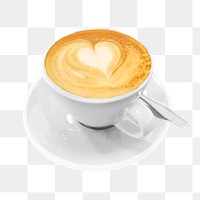 Latte art png collage element, coffee photo on transparent background