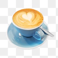 Latte art png collage element, coffee photo on transparent background