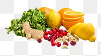 Healthy fruits png collage element on transparent background