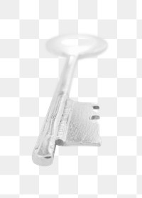 Silver key png, isolated object, transparent background