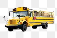 Png yellow school bus, isolated object, transparent background