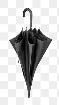 Black umbrella png, isolated object, transparent background