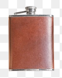 Leather flask png, isolated object, transparent background