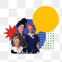 Retro vintage women png sticker, transparent background