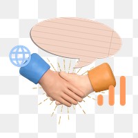 3D handshake png sticker, transparent background