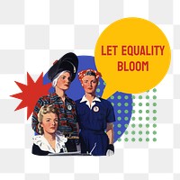 Let equality bloom png word sticker typography, transparent background