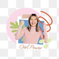 Girl power png word sticker typography, transparent background