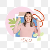 YOLO png word sticker typography, transparent background