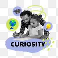 Curiosity png word sticker typography, transparent background