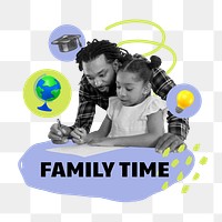 Family time png word sticker typography, transparent background