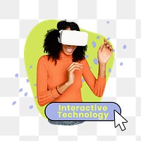Interactive technology png word sticker typography, transparent background