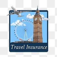 Travel insurance png word sticker typography, transparent background