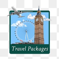 Travel packages png word sticker typography, transparent background