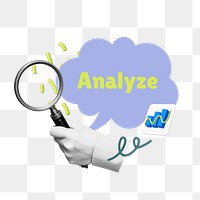 Analyze png word sticker typography, transparent background