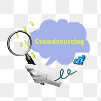 Crowdsourcing png word sticker typography, transparent background