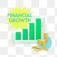 Financial growth png word sticker typography, transparent background