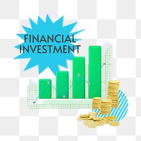 Financial investment png word sticker typography, transparent background