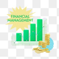 Financial management png word sticker typography, transparent background