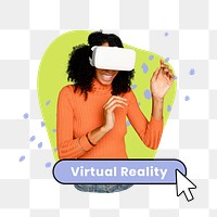 Virtual reality png word sticker typography, transparent background