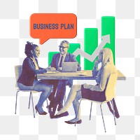 Business plan png word sticker typography, transparent background