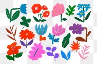 Summer wildflower png sticker set, paper craft elements, transparent background