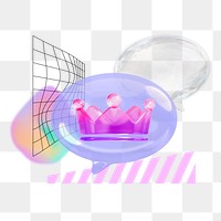 Crown ranking png, creative 3D collage art, transparent background